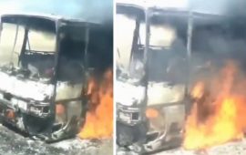 Аягөз-Семей тасжолында автобус өртеніп кетті