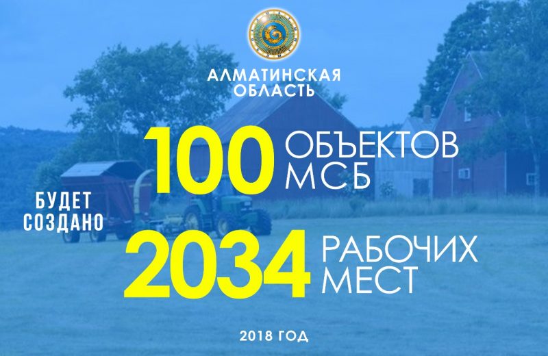 100 новых объектов МСБ откроют в Алматинской области